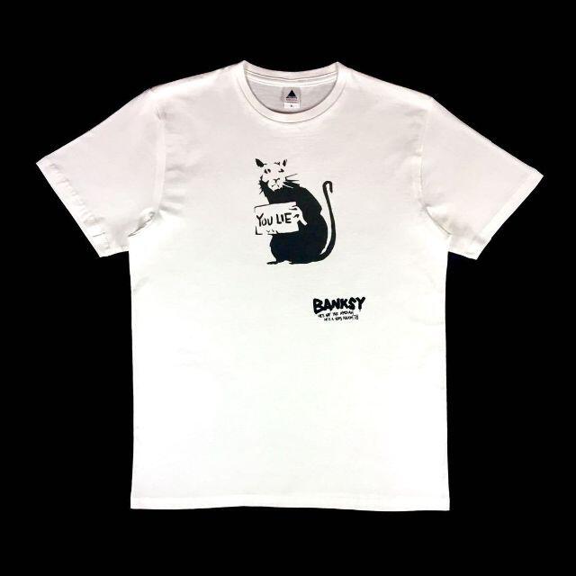 【BANKSY】新品 プリント ホワイト Tシャツ ストリート コーディネート