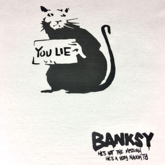 【BANKSY】新品 プリント ホワイト Tシャツ ストリート コーディネート 1