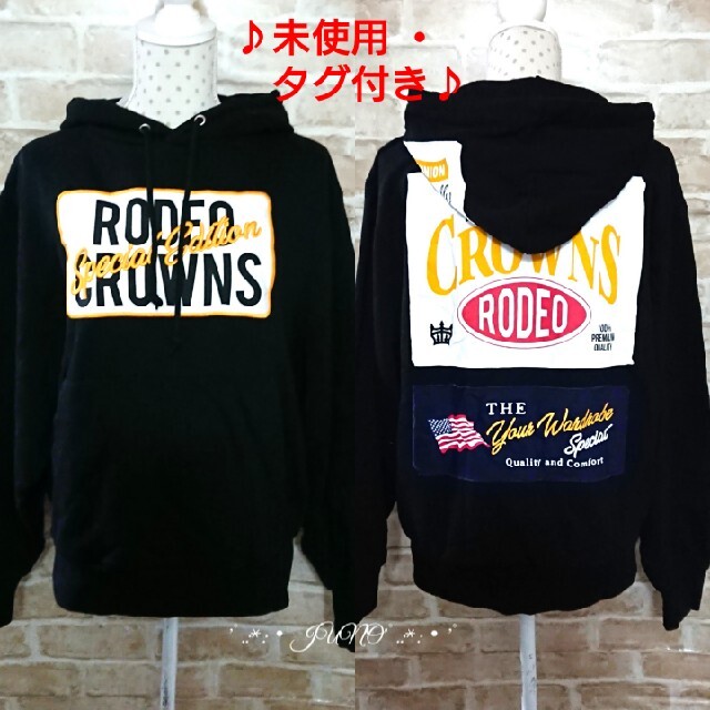 RODEO CROWNS WIDE BOWL(ロデオクラウンズワイドボウル)のBLKメニータグパーカー♡RODEO CROWNS ロデオクラウンズ タグ付き レディースのトップス(パーカー)の商品写真