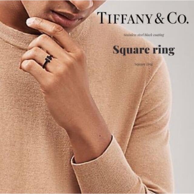 Tiffany & Co.(ティファニー)の TIFFANY&CoティファニーTコレクションTスクエアリング☆ブラック10号 レディースのアクセサリー(リング(指輪))の商品写真