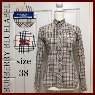 バーバリーブルーレーベル(BURBERRY BLUE LABEL)のバーバリーブルーレーベル ノバチェック シャツ 38 レディース ロゴ入(シャツ/ブラウス(長袖/七分))