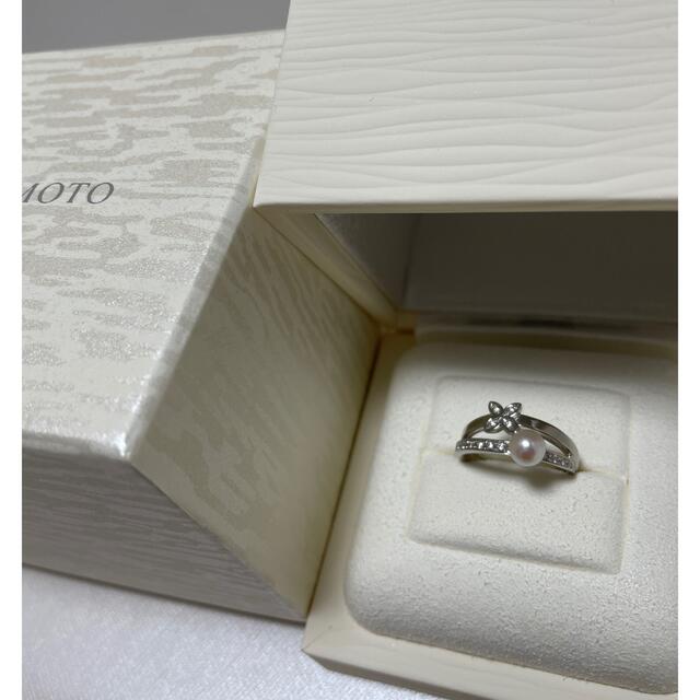 通販 MIKIMOTO 10号 パール×ダイヤ デザインリング 美品 ミキモト