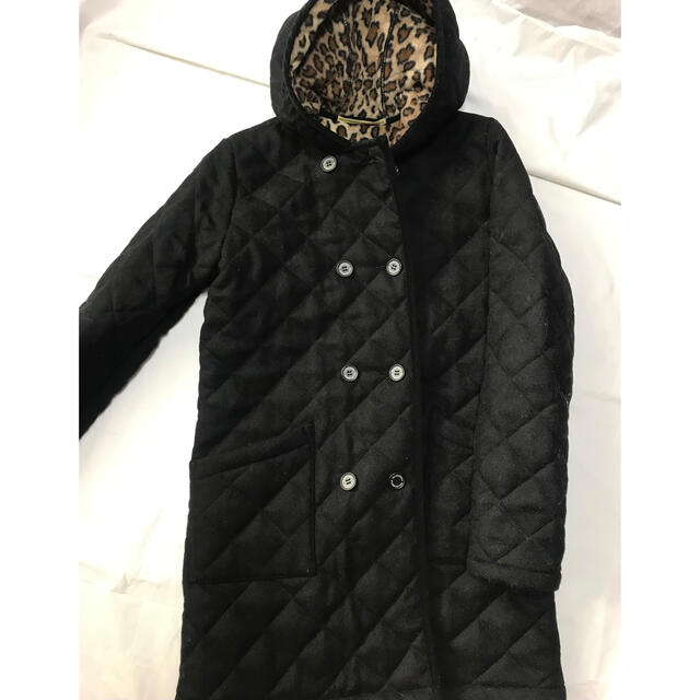 トラディショナルウェザー　キルティングコート　レオパード　ブラック　サイズ34 レディースのジャケット/アウター(その他)の商品写真