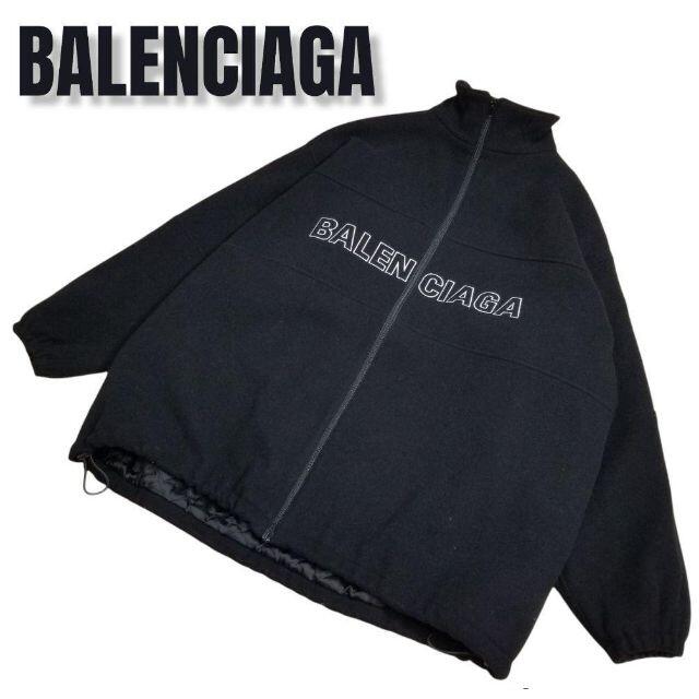 美品☆BALENCIAGA 18AW/Logoジャケット/44/ウール/BLK