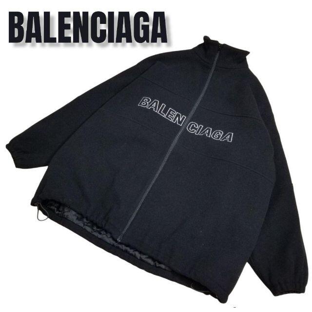 美品☆BALENCIAGA  18AW/Logoジャケット/44/ウール/BLK