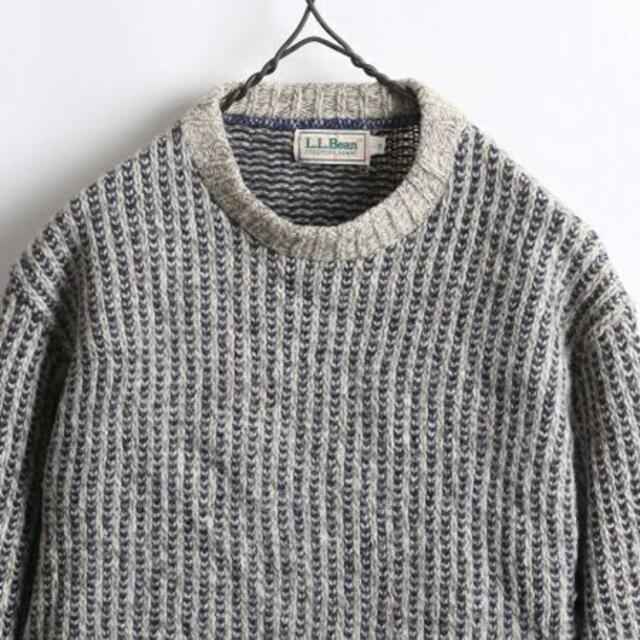 80's ビンテージ ■ LLビーン L.L.BEAN 長袖 ストライプ クルー 全サイト最安価 80s ビンテージ LLBean エルエルビーン バーズアイ クルーネックニット ニット/セーター