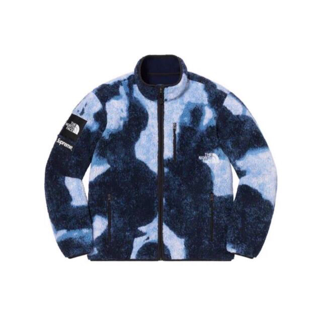 M 新品　Bleached Denim Print Fleece Jacket