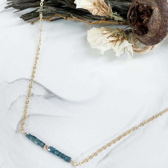 ブルーダイヤモンドのネックレス　k14gf  ハンドメイド ハンドメイドのアクセサリー(ネックレス)の商品写真