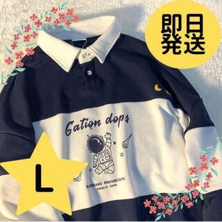 POLOシャツ　新品　プリントシャツ　長袖　プルオーバー　韓国(ポロシャツ)