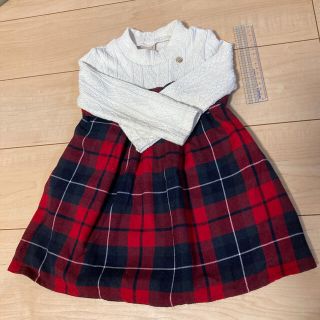 プティマイン(petit main)の再値下❗️PETIT MAINプチマイン　タータンチェックワンピース　90ｾﾝﾁ(ワンピース)