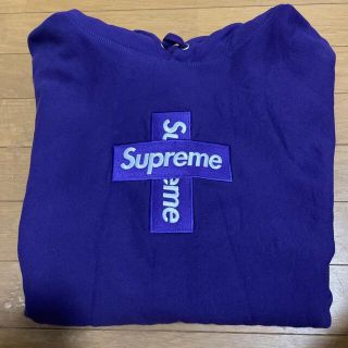 シュプリーム(Supreme)のSupreme cross box logo パーカー　クロスボックスロゴ　紫L(パーカー)