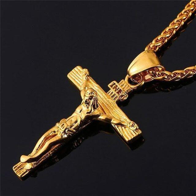 ネックレス ゴールド 金 十字架 クロス イエス キリスト メンズ レディース メンズのアクセサリー(ネックレス)の商品写真