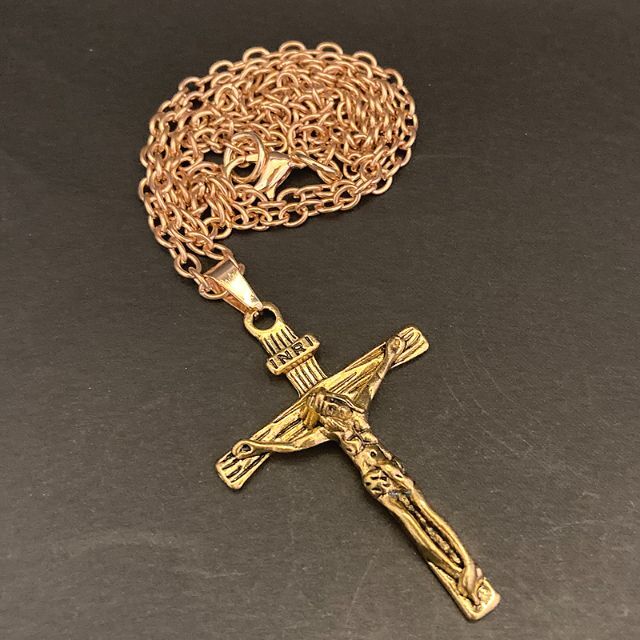ネックレス ゴールド 金 十字架 クロス イエス キリスト メンズ