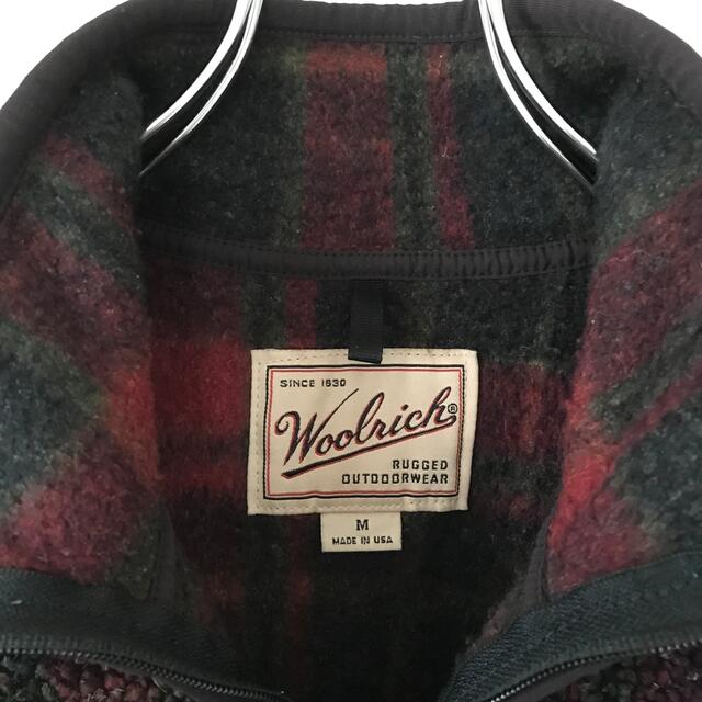 WOOLRICH(ウールリッチ)のウールリッチ★ビンテージUSA製★ハーフジップジャケット★アクリルフリース★赤黒 レディースのジャケット/アウター(ブルゾン)の商品写真