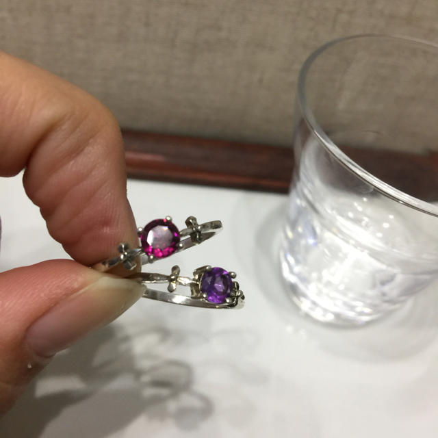 アメジストとピンクトルマリンのリング レディースのアクセサリー(リング(指輪))の商品写真