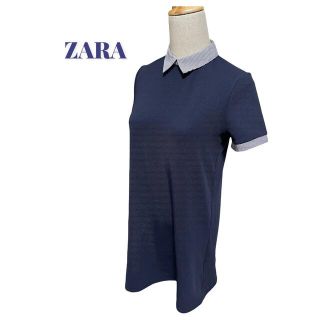 ザラ(ZARA)のZARA Trafulc collection ザラ ワンピース　ネイビー(ひざ丈ワンピース)