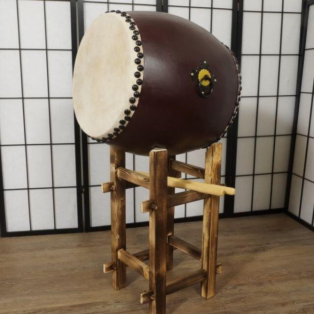 【新品・未使用】　牛革　和太鼓 1.4尺・バチ付き・台付き　　祭り 楽器の和楽器(和太鼓)の商品写真