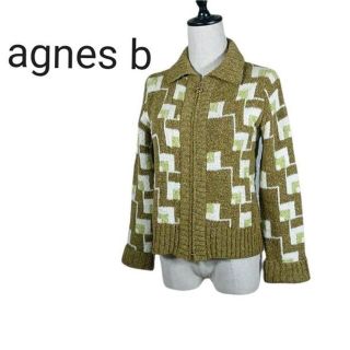 アニエスベー(agnes b.)のagnes b オリジナルデザイン カーディガンフランス製 1 総柄  ウール(カーディガン)