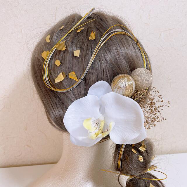 髪飾り 金箔シート 水引 レディースのヘアアクセサリー(その他)の商品写真