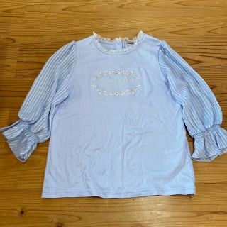 メゾピアノジュニア(mezzo piano junior)のメゾピアノ　ジュニア　シフォン袖ブラウス　S (140)ラベンダー(Tシャツ/カットソー)