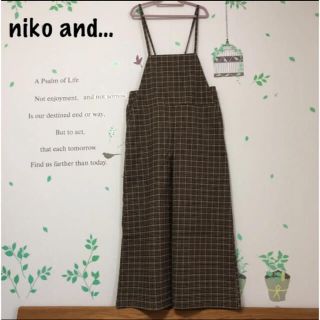 ニコアンド(niko and...)の♪596 ニコアンド 茶系チェック 後ろリボン サロペット(サロペット/オーバーオール)