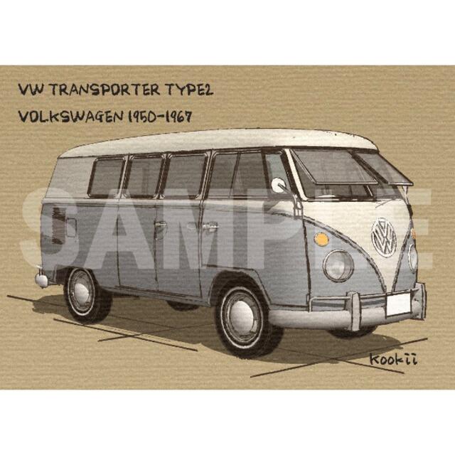 イラスト タイプ2 ワーゲンバス トランスポーター Type2 Tp01rの通販 By ヒコイチ堂 S Shop ラクマ
