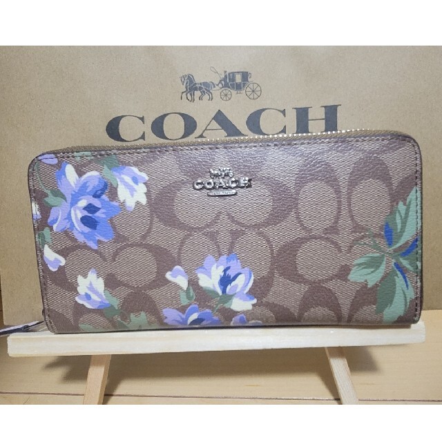 COACH☆コーチ 長財布  シグネチャー /花束 紫