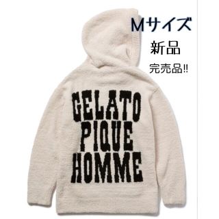 ジェラートピケ(gelato pique)の■ジェラートピケ メンズ ビッグロゴパーカー ホワイト Ｍサイズ■新品(パーカー)