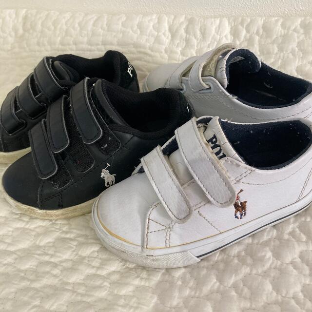 POLO RALPH LAUREN(ポロラルフローレン)の14.5 黒　白　ラルフ　ポロ　スニーカー キッズ/ベビー/マタニティのベビー靴/シューズ(~14cm)(スニーカー)の商品写真