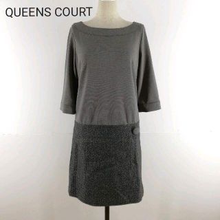 QUEENS COURT 七分袖　切替ワンピース　フォーマル(ひざ丈ワンピース)