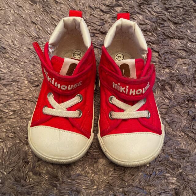 mikihouse(ミキハウス)の美品　14cm ミキハウス　スニーカー　赤 キッズ/ベビー/マタニティのベビー靴/シューズ(~14cm)(スニーカー)の商品写真