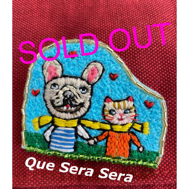 出産祝いなども豊富 刺繍 ブローチ ハンドメイド コサージュ+ブローチ