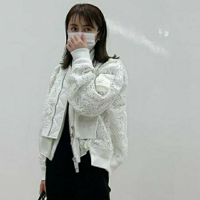 サカイsacai即完売レアレースブルゾンma1ブラックblack矢田亜希子着用