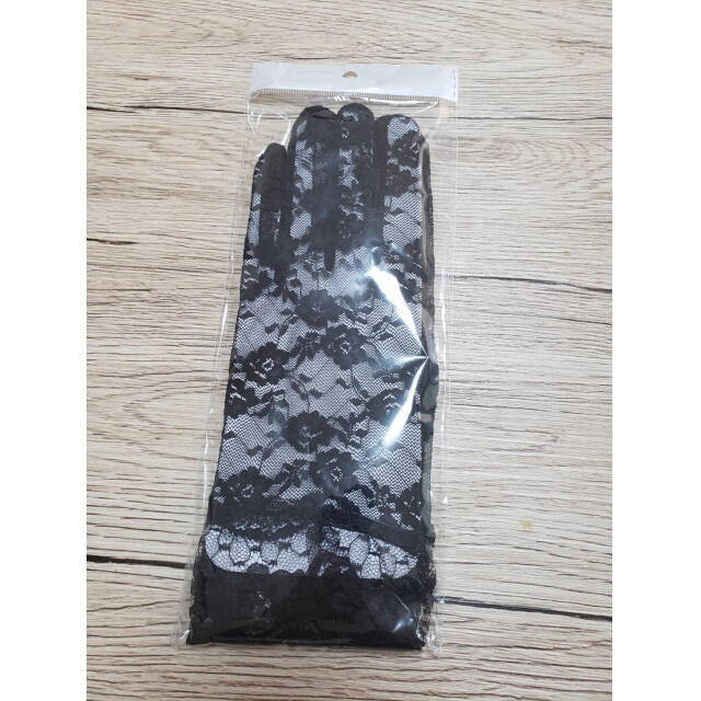 レースグローブ 黒 結婚式 手袋 ウェディング ブライダル パーティー 紫外線 レディースのフォーマル/ドレス(ウェディングドレス)の商品写真