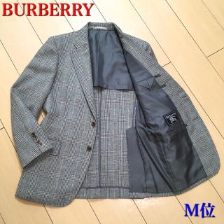 バーバリー(BURBERRY)の極美品★バーバリー アルパカ混 極上グレー系チェックジャケット 秋冬 灰 A24(テーラードジャケット)