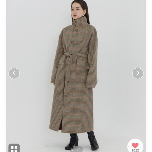 再値下げ tina jojun チェック柄ステンカラーコートの通販 by m's shop