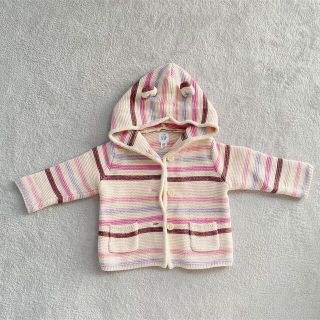 ベビーギャップ(babyGAP)のGAP くま耳 カーディガン ピンク 紫 ニット ベビー 70(カーディガン)