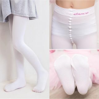 ホワイトキッズバレエレギンスキッズスパッツXXL(パンツ/スパッツ)