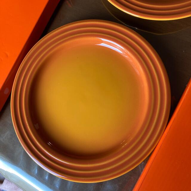 LE CREUSET(ルクルーゼ)のWood-Life様専用⭐︎ル・クルーゼ　プレート　オレンジ　4枚 インテリア/住まい/日用品のキッチン/食器(食器)の商品写真