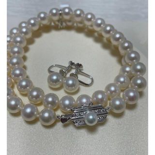 ミキモト(MIKIMOTO)のミキモト　K18 8〜8.5㎜　パールネックレス　イヤリングセット　美品(ネックレス)