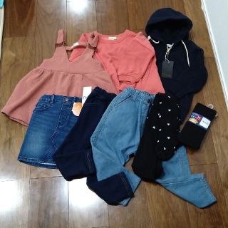 ブランシェス(Branshes)の女の子用100裏起毛お洋服パーカーワンピースボトムスタイツ7点まとめ売り(その他)