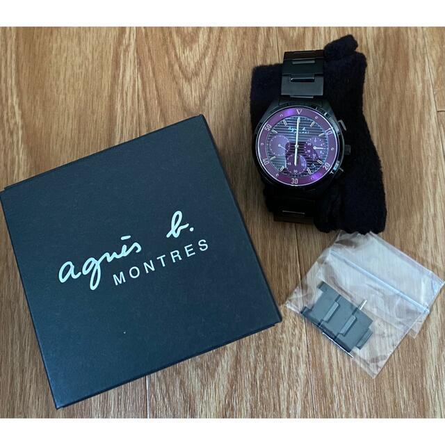 agnes b.(アニエスベー)の超美品⭐︎ アニエスベー　腕時計 ソーラー　ボーイズ クロノグラフ パープル×黒 メンズの時計(腕時計(アナログ))の商品写真