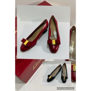 サルヴァトーレフェラガモ(Salvatore Ferragamo)のフェラガモ パンプス レッド　6 1/2 B  ブラックおまけ(ハイヒール/パンプス)