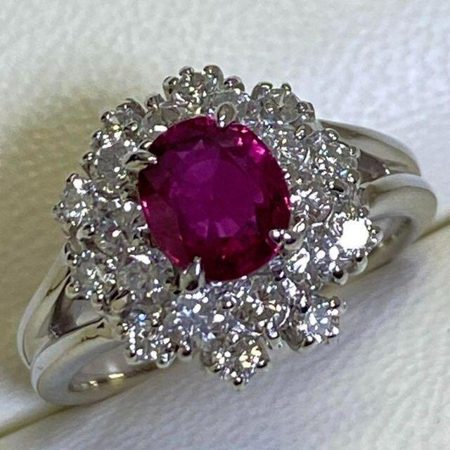 Pt850 天然ルビーリング R1.30ct D0.75ct サイズ10.5号
