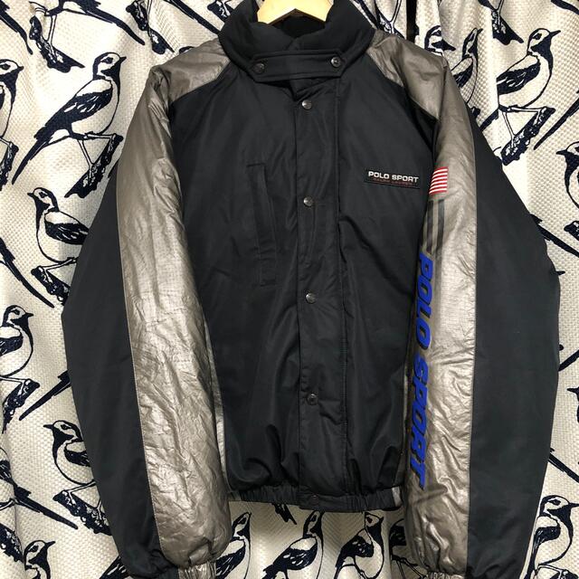 POLO RALPH LAUREN - 90's POLO SPORT ダウンJKT ブラック×シルバーの