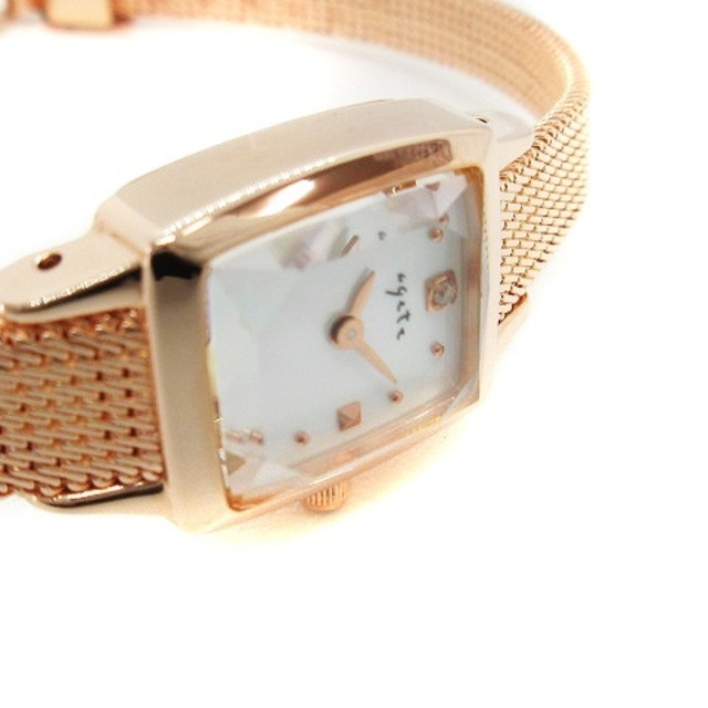 agete(アガット)のアガット 腕時計 クオーツ シェル文字盤 0.02ct ピンクゴールド色 レディースのファッション小物(腕時計)の商品写真