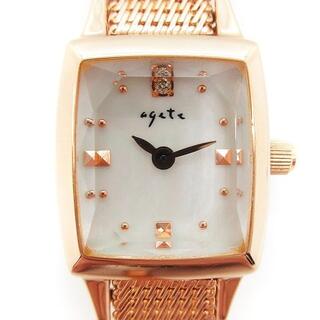 アガット(agete)のアガット 腕時計 クオーツ シェル文字盤 0.02ct ピンクゴールド色(腕時計)