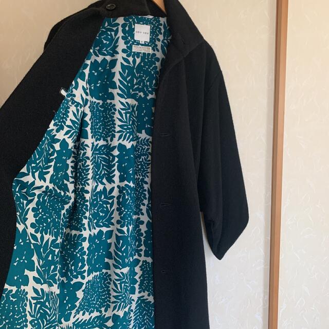 SOU・SOU(ソウソウ)のSOU・SOU アンゴラ混　角袖外套　濡羽色x 花市松 レディースのジャケット/アウター(ロングコート)の商品写真