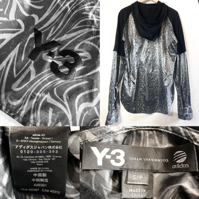 Y-3★ナイロンジャケット★総柄★ワイスリー★ヨウジヤマモト★定価6万円★黒灰