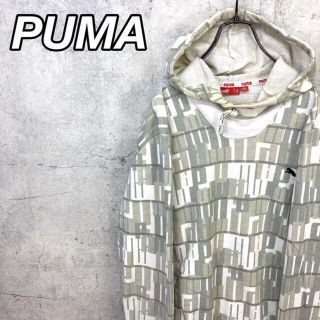 プーマ(PUMA)の希少 90s プーマ パーカー 総柄 刺繍ロゴ(パーカー)